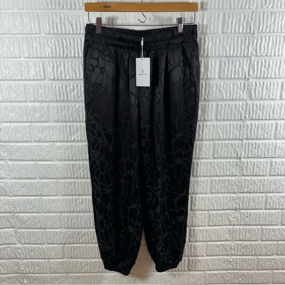 Anine Bing Logan Jogger Black Butterfly Jacquard Medium NWT - Picture 3 of 7